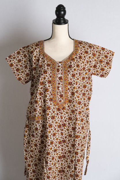 Pure Cotton Jaipuri Printed Ladies Long Indian Nightwear image 1
