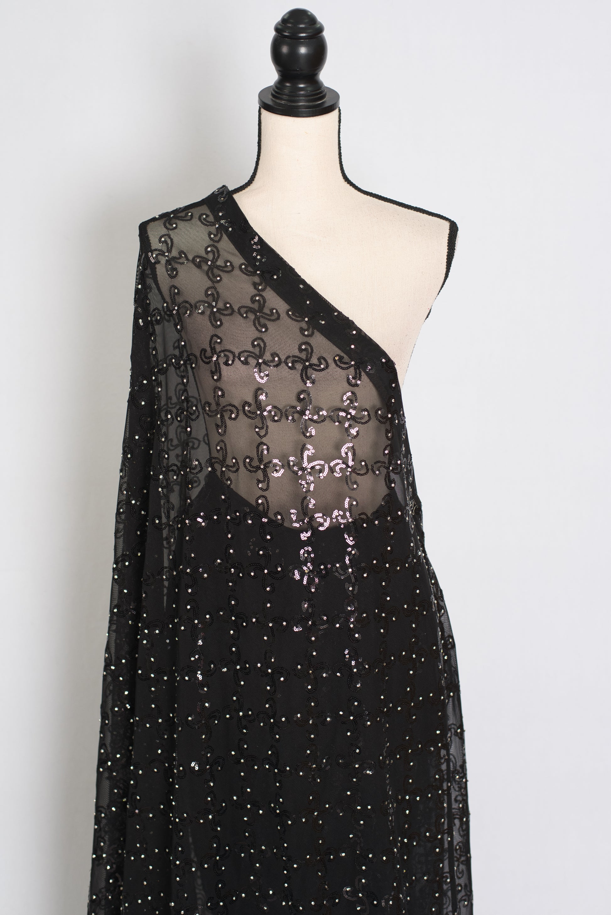 Kajaal | Black Soft Net Fitted Cocktail Saree| Sequins & Stone Embellishments image 5