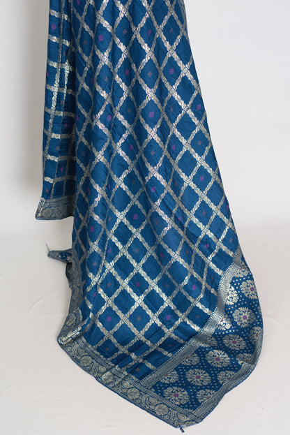 Mahi : Blue Gharchola Dola Silk Banarasi Dupatta image 2