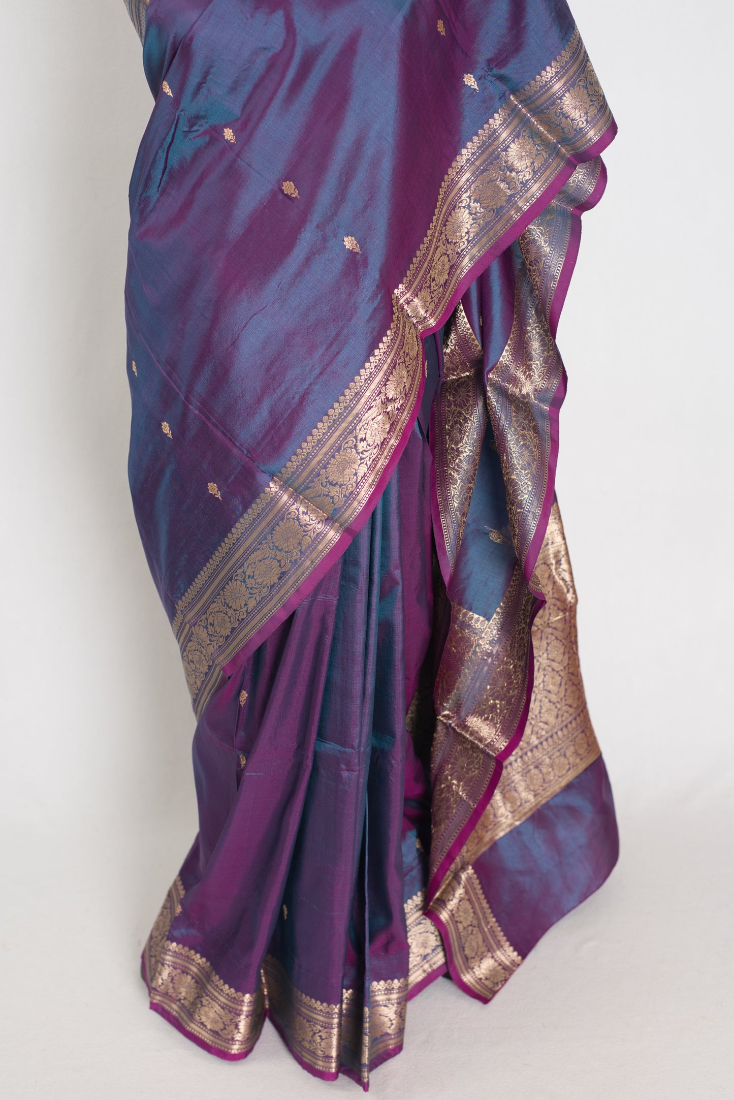 Bristi | Dual Shade Purple Pure Katan Silk Banarasi with 38 Size Stitched Blouse image 7