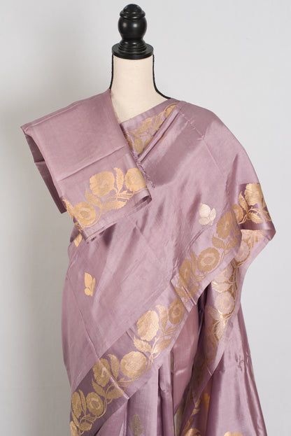 Nina | Lavender Purple & Gold Silk Mark Certified Katan Banarasi Silk Saree image 3