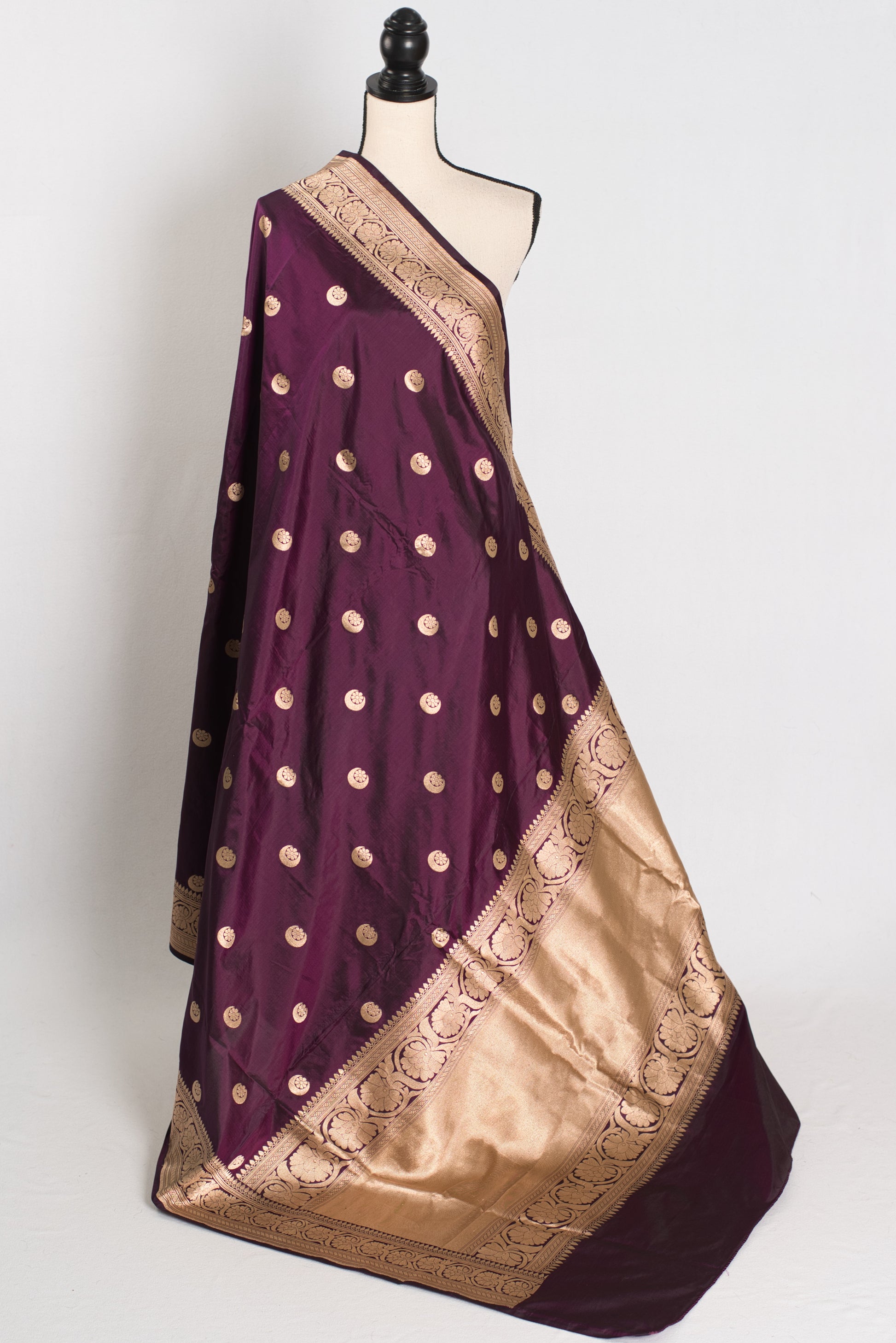 Zareen: Silk Mark Certified  Purple and Gold Bridal Banarasi Silk Saree image 1