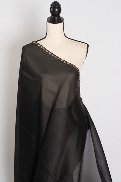 Raji : Black Thread Embroidery Party Wear Organza Saree image 4