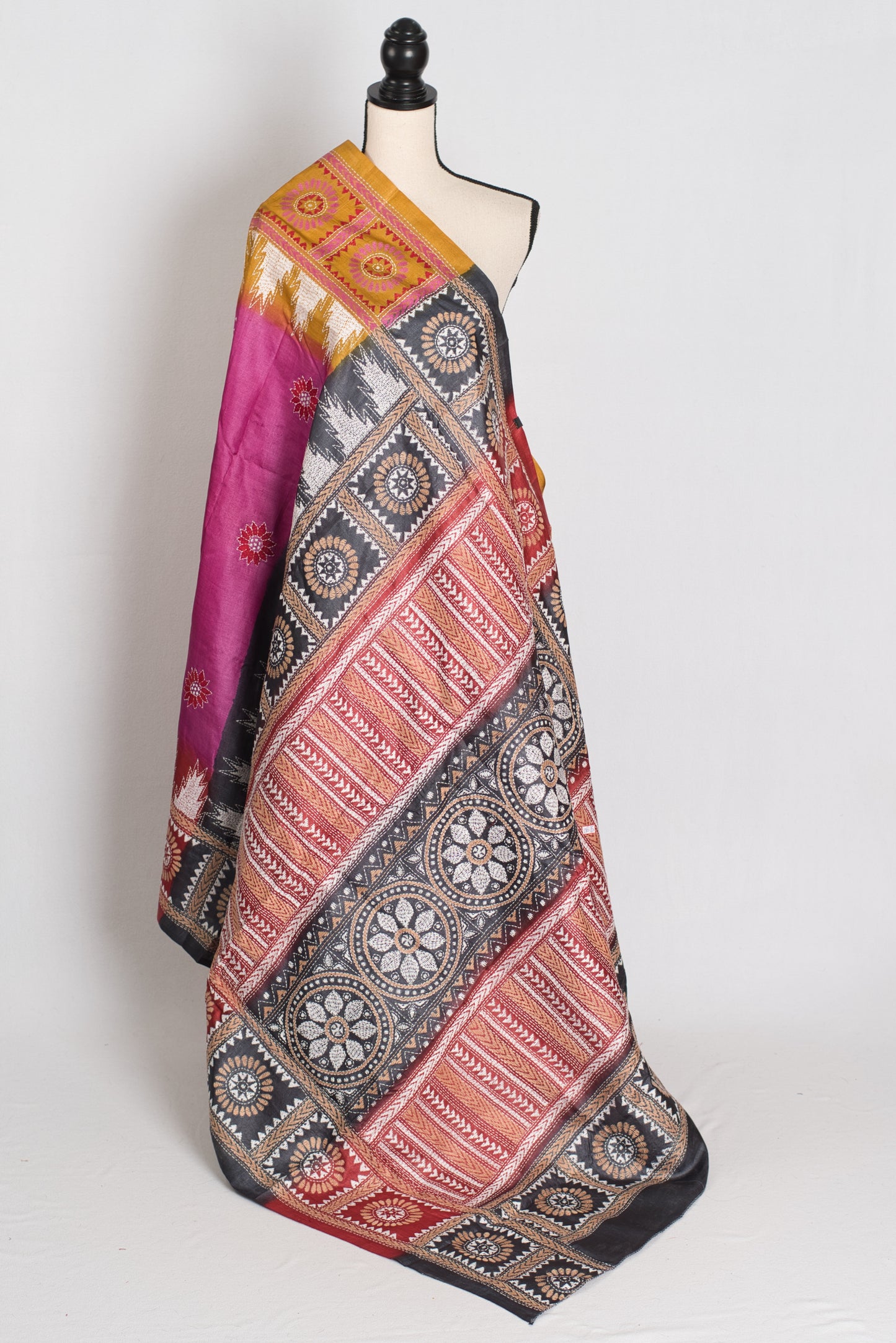 Anahita : Silk Mark Certified Tussar Silk Hand Embroidery Kantha Stitch Saree image 1