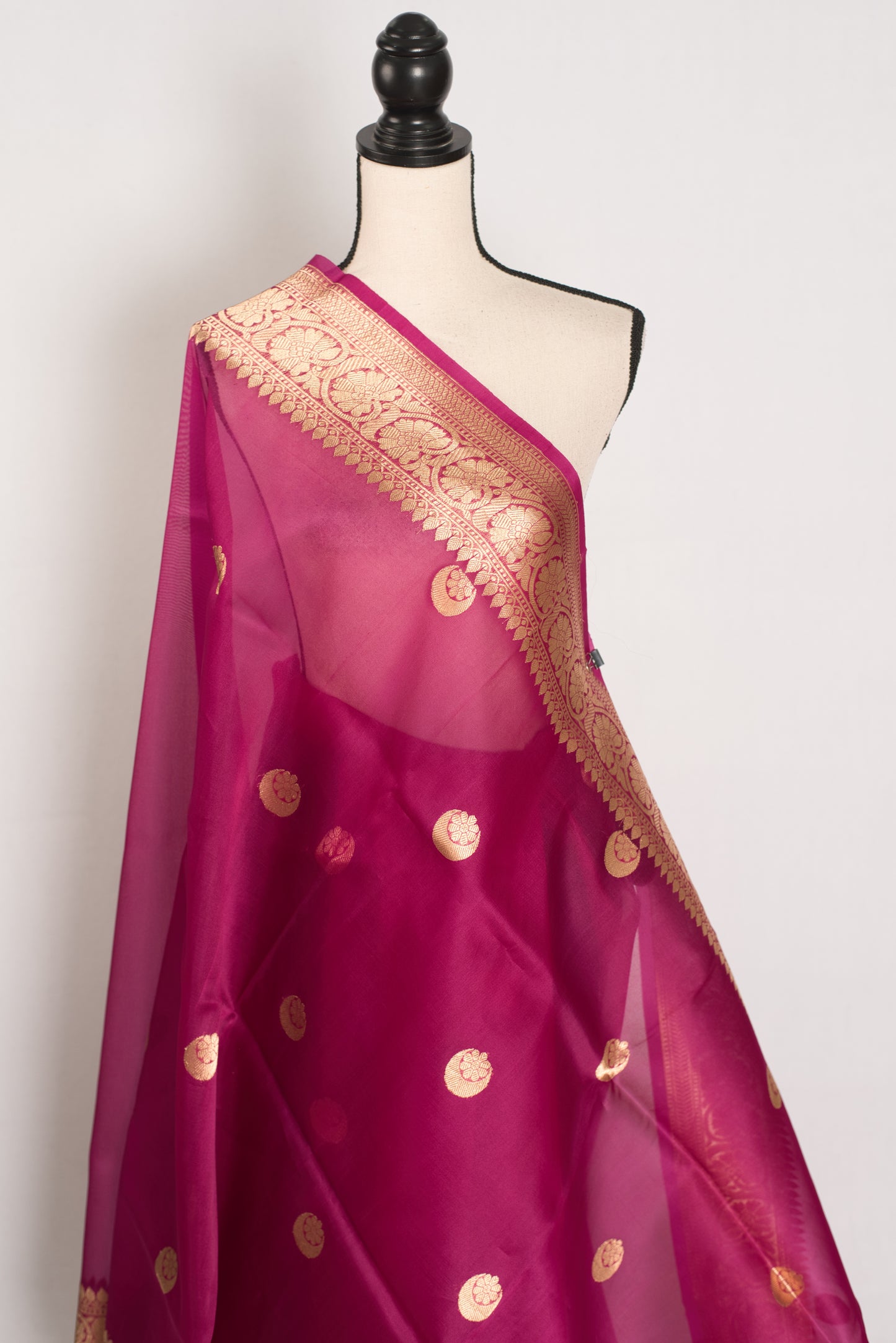Gracy : Purple and Gold Chand Sitara Kora Organza Banarasi Saree image 4