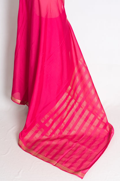 Ritaja: Dark Pink and Gold Budget Friendly Mysore Silk Saree image 4