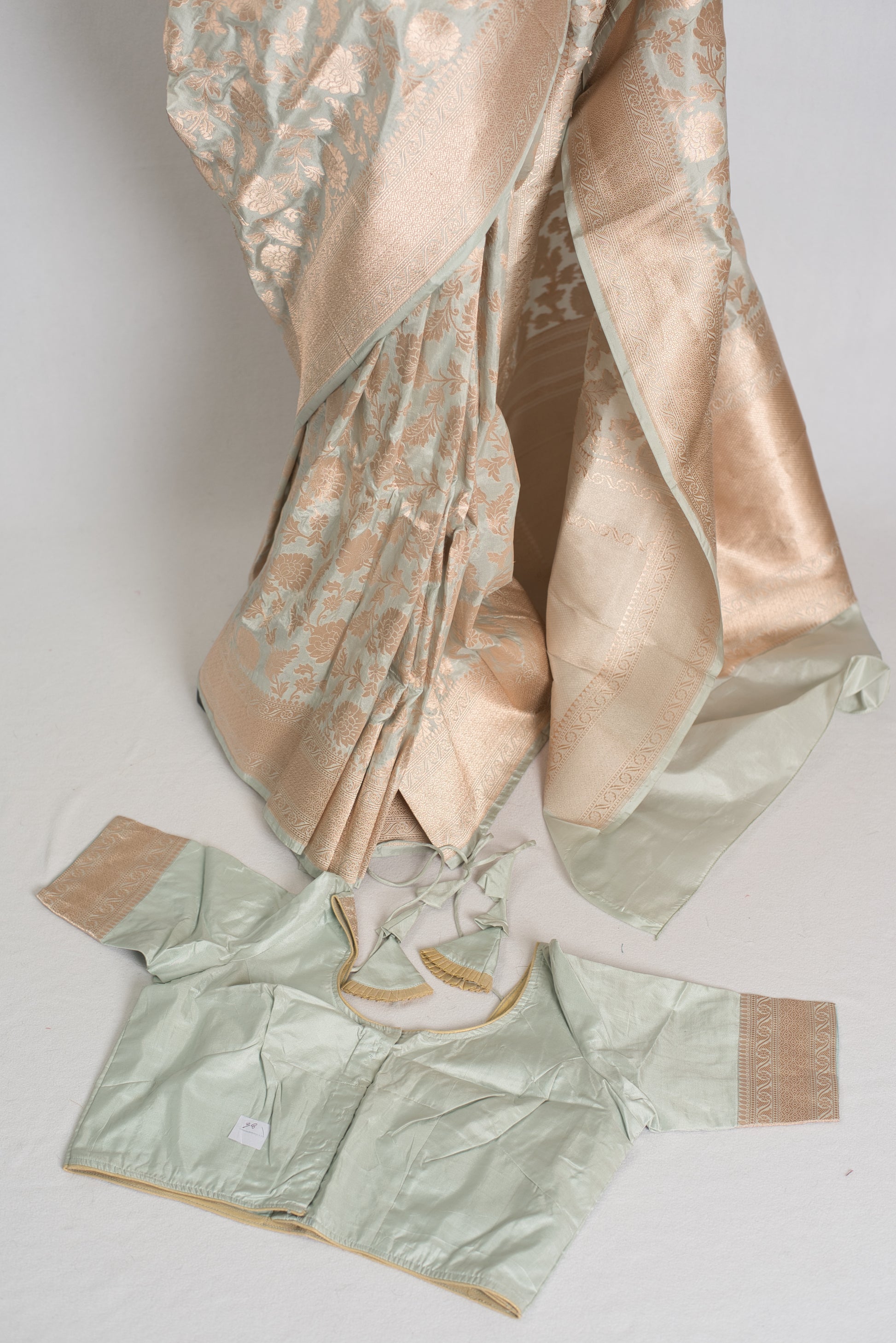 Vibhabhari : Silk Mark Certified Banarasi Saree with 38 Size Stitched Blouse image 1