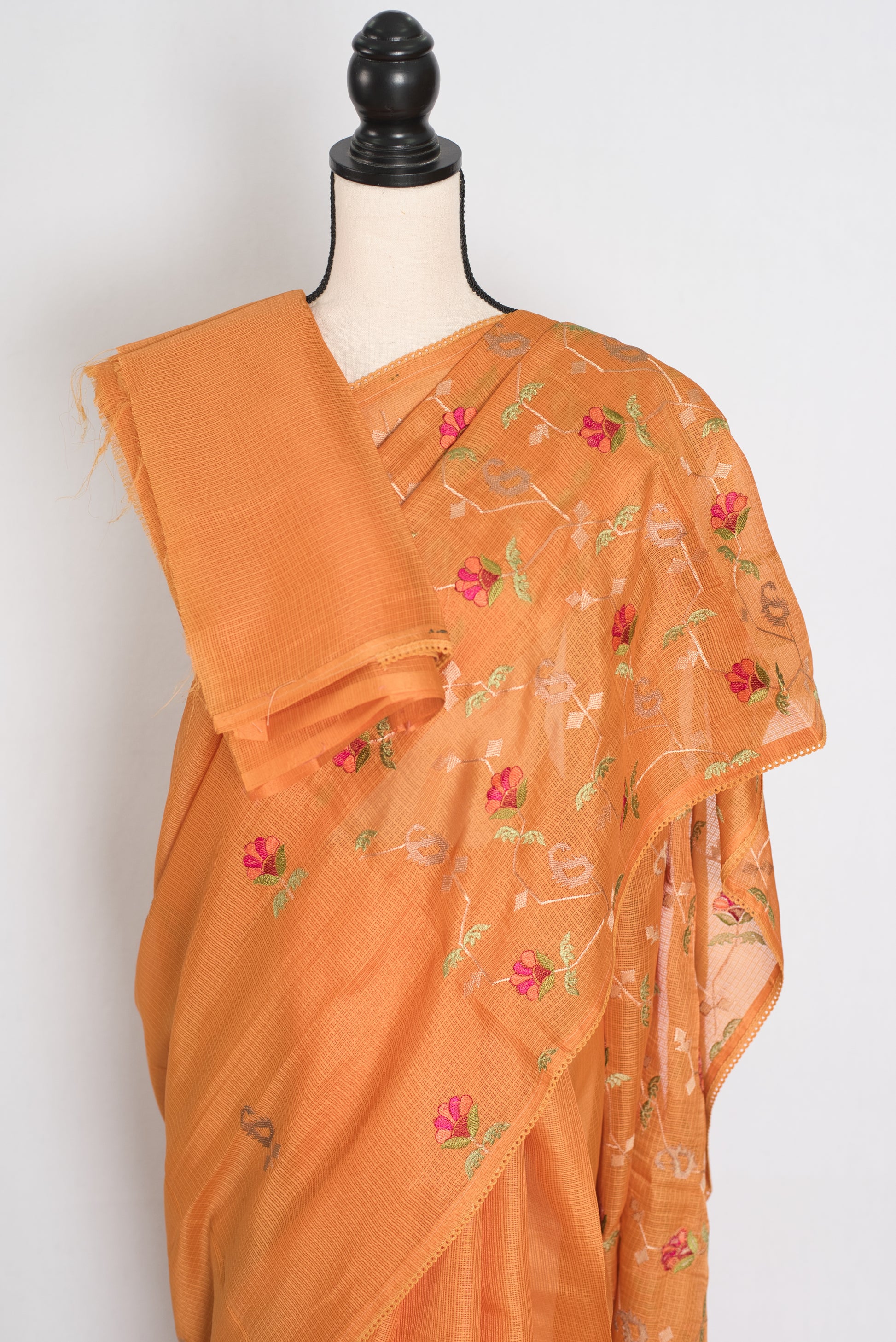 Bella | Sun-Kissed Yellow Kota Silk Saree | Soft, Flowy Floral Embroidery image 2