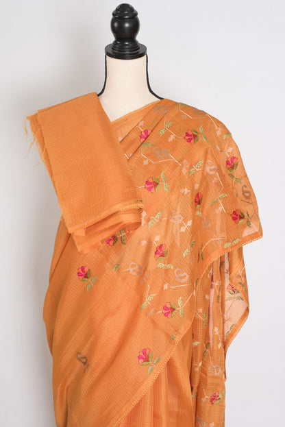 Bella | Sun-Kissed Yellow Kota Silk Saree | Soft, Flowy Floral Embroidery image 2