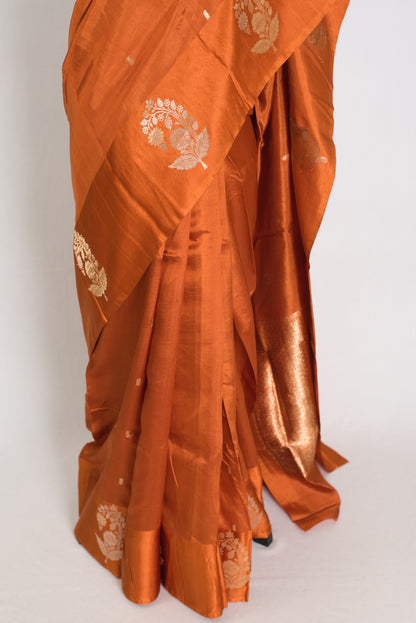 Ragini | Rust Brown & Gold Silk Mark Certified Katan Banarasi Silk Saree image 6
