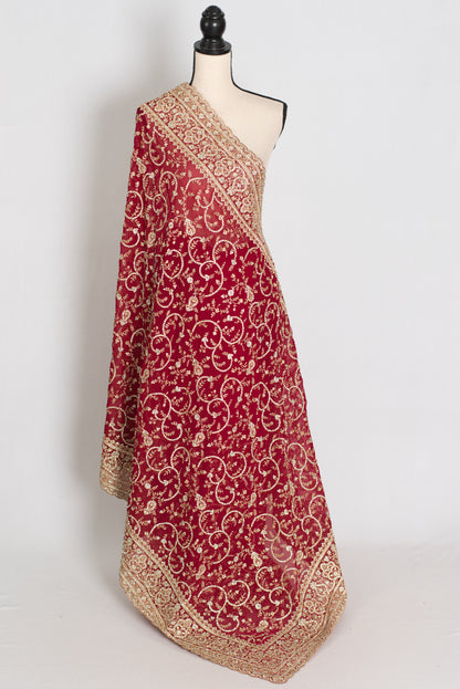 Vibah | Maroon Georgette Heavy Bridal Saree| Festive & Karwa Chauth Edition image 1