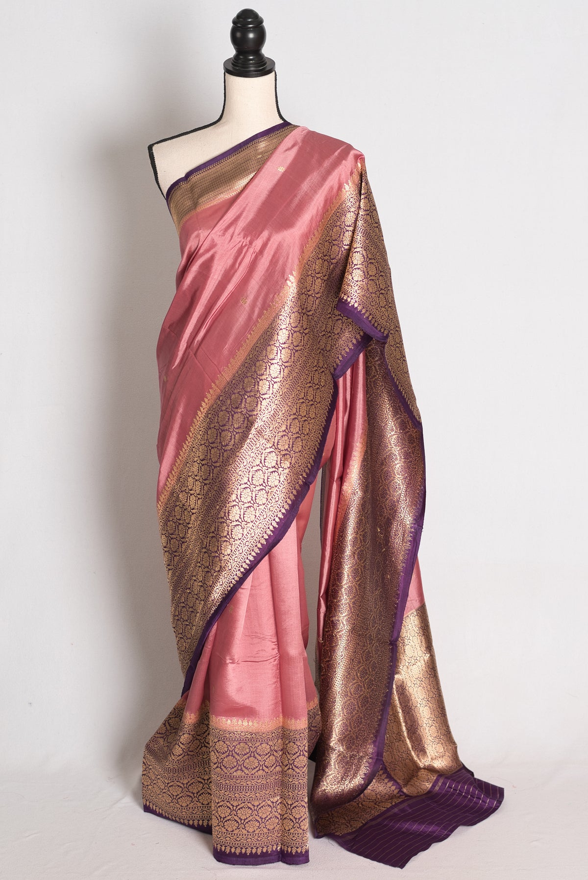 Ritaja: Pastel Purple Banarasi Silk Saree with Contrast Purple Wide Border image 0