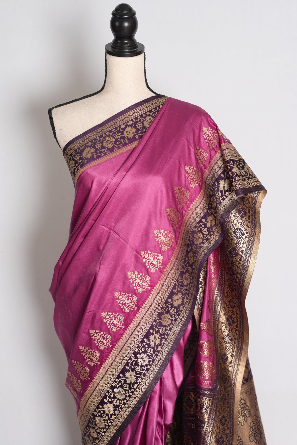 Piyali: Purple Semi Mashru Banarasi Valkalam Saree with 38 Size Stitched Blouse image 4