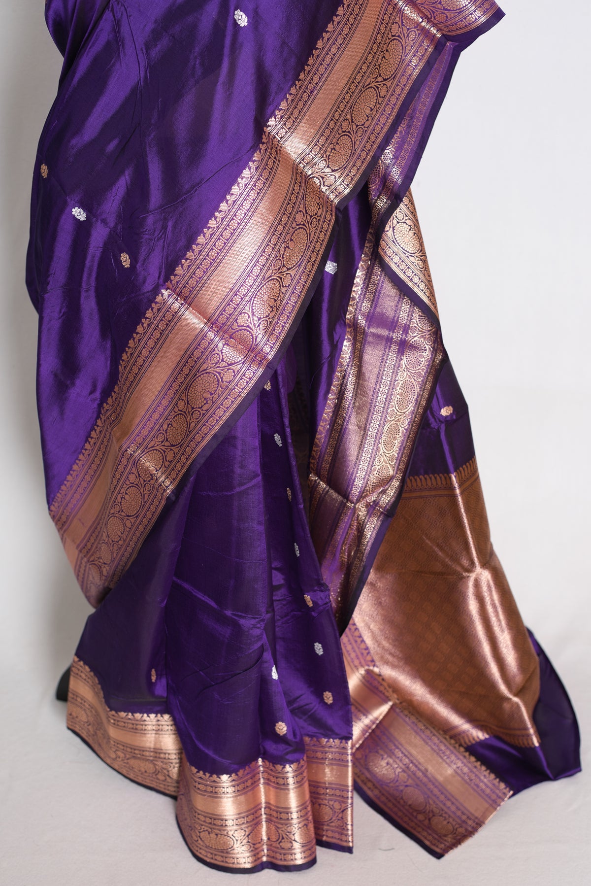 Diya: Purple and Antique Gold Katan Banarasi Silk Saree image 6