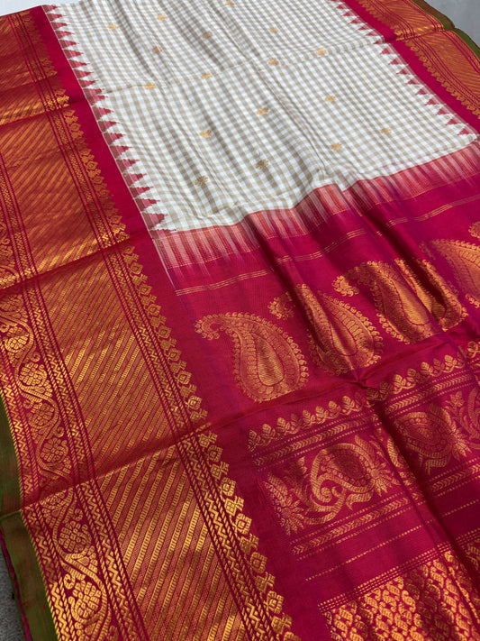 Chandrika - Hand Woven Traditional Checked Gadwal Silk Saree image 0