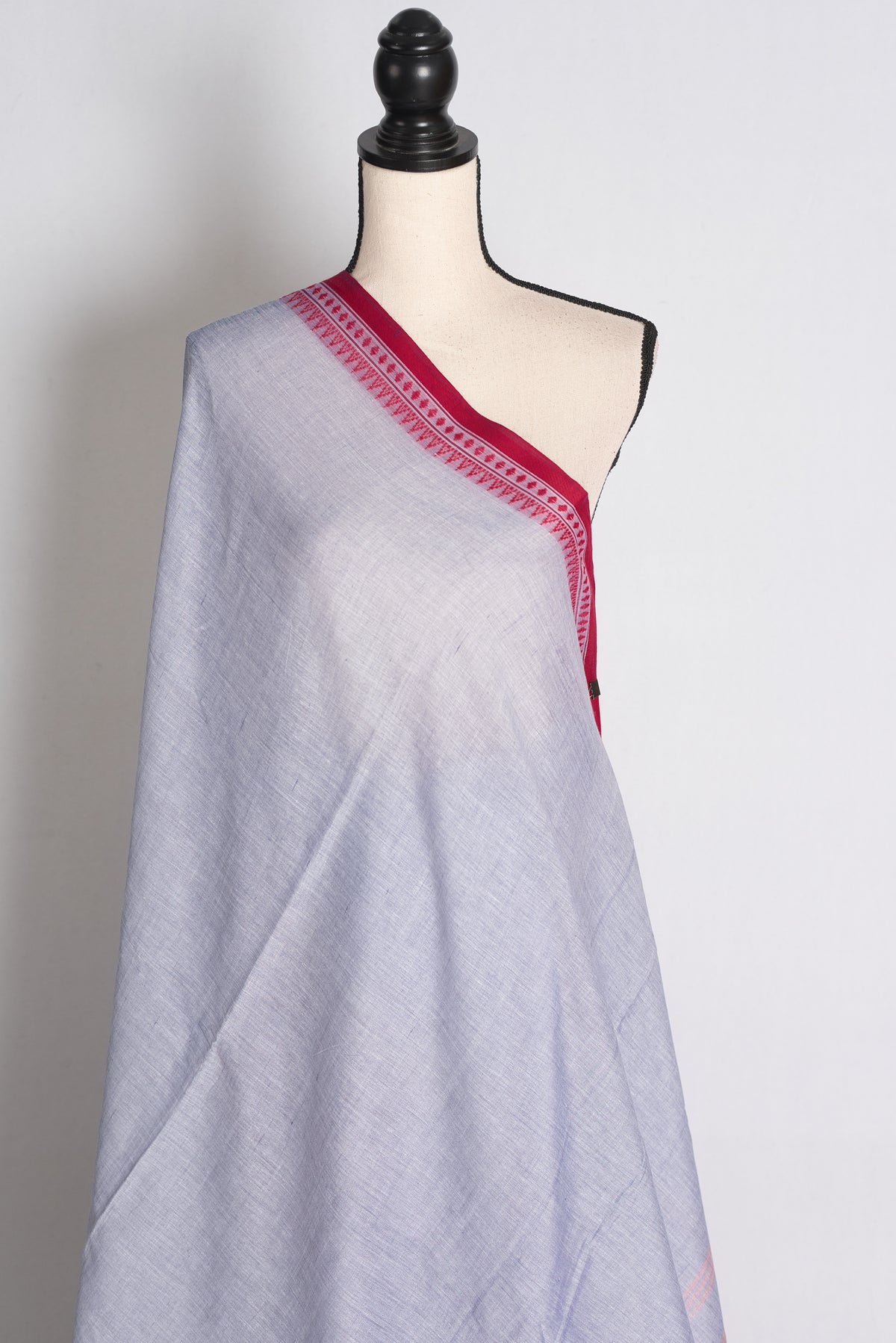 Aruna: Bluish Grey Soft Cotton Dhaniakhali Saree image 3