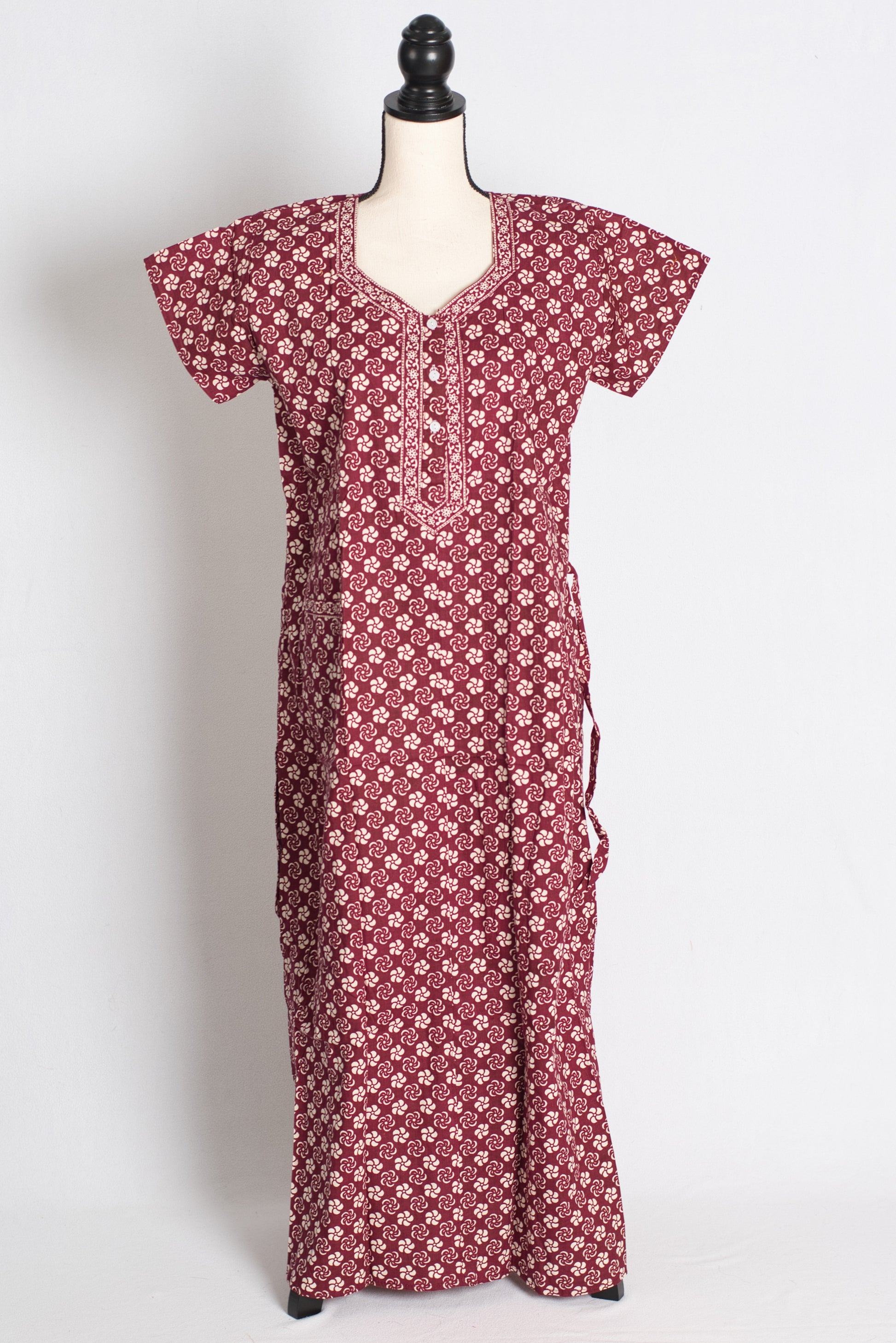 Printed Maroon Pure Cotton Nightwear in Regular Size image 1