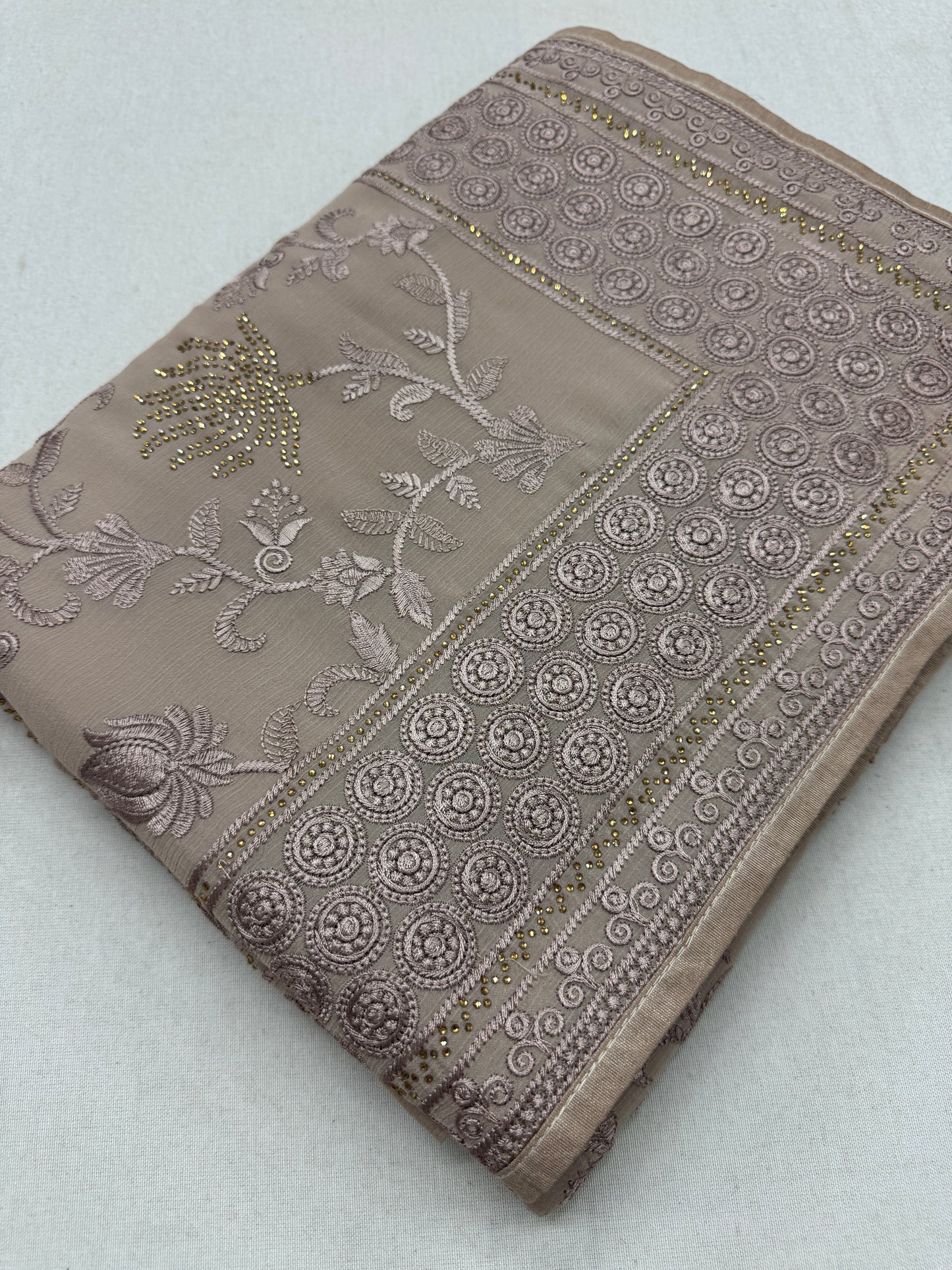 Ruma | Pastel Brown Georgette Partywear Saree | Trending Bollywood Design image 3