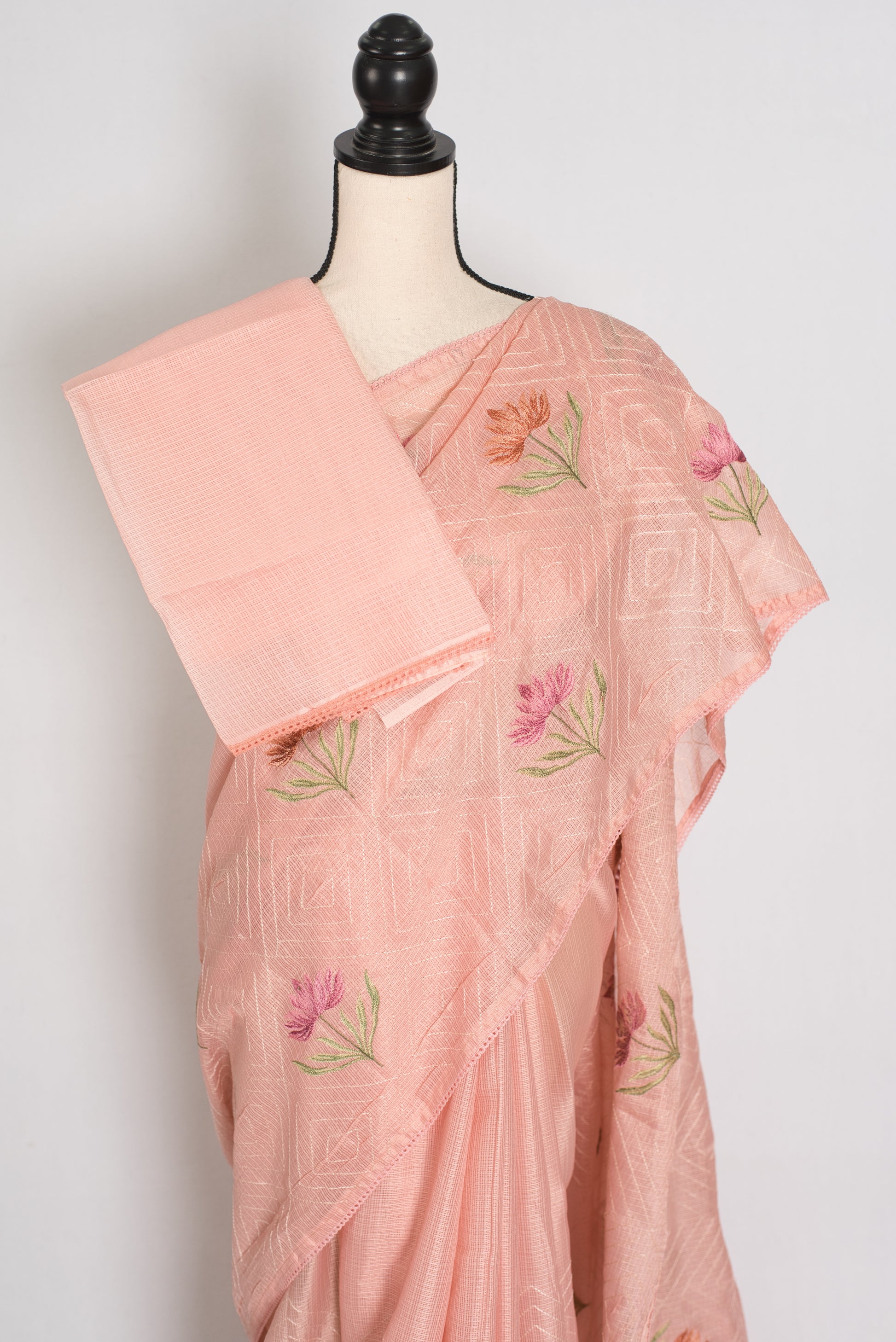 Mala | Peach Kota Silk Saree | Ultra-Lightweight, Breathable & Budget-Friendly image 2
