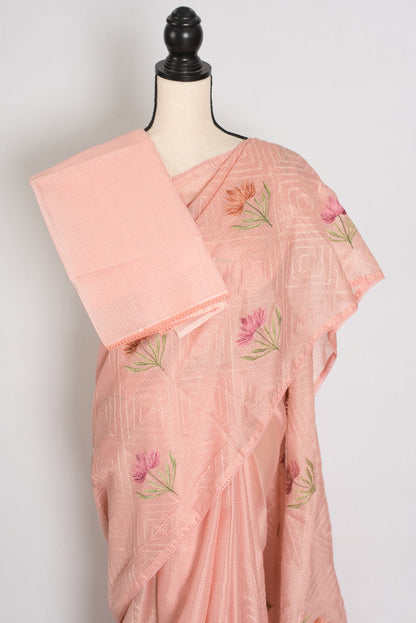 Mala | Peach Kota Silk Saree | Ultra-Lightweight, Breathable & Budget-Friendly image 2