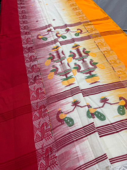 Bidisha : Off White Soft Cotton Bengali Handloom Saree image 4