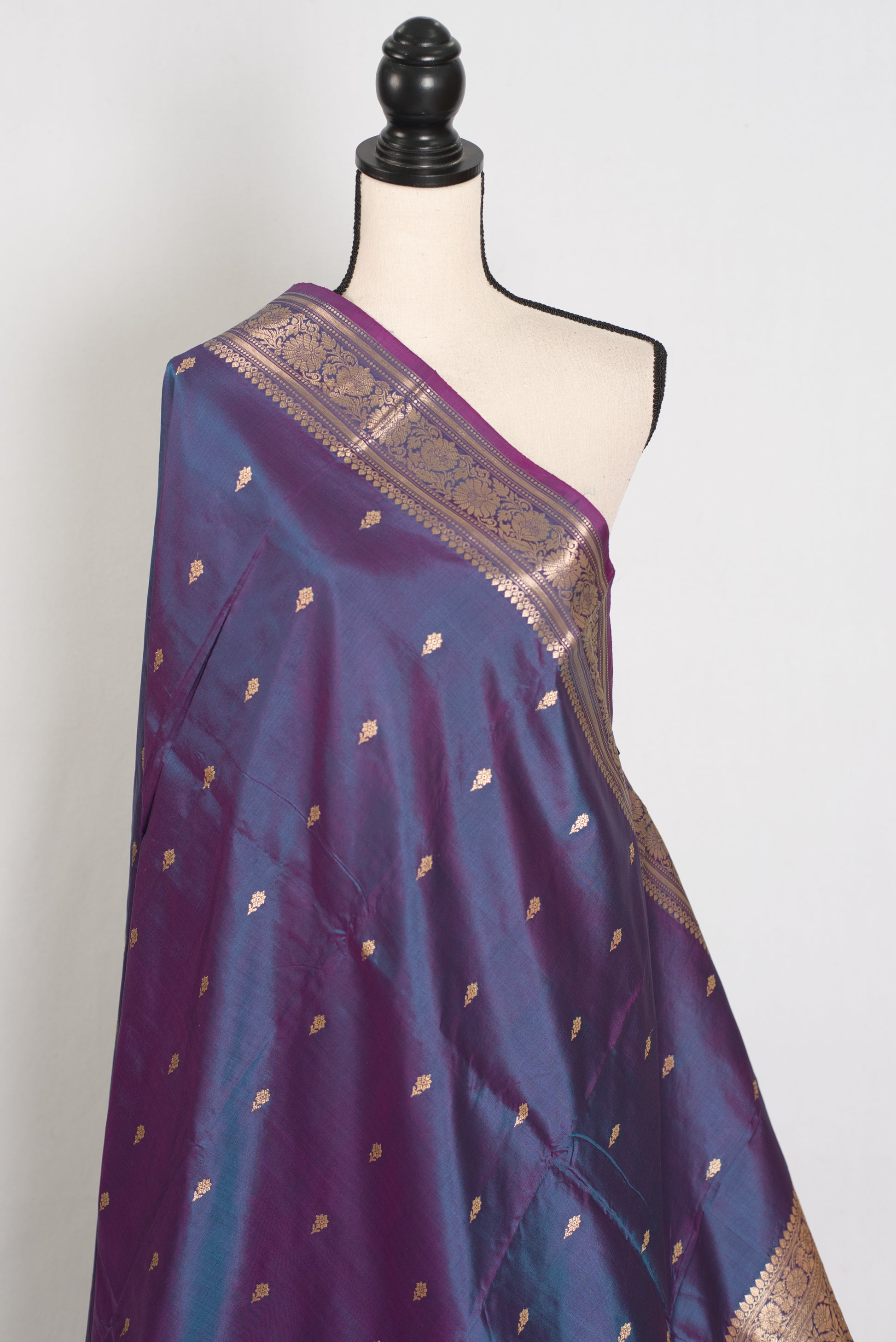 Bristi | Dual Shade Purple Pure Katan Silk Banarasi with 38 Size Stitched Blouse image 5