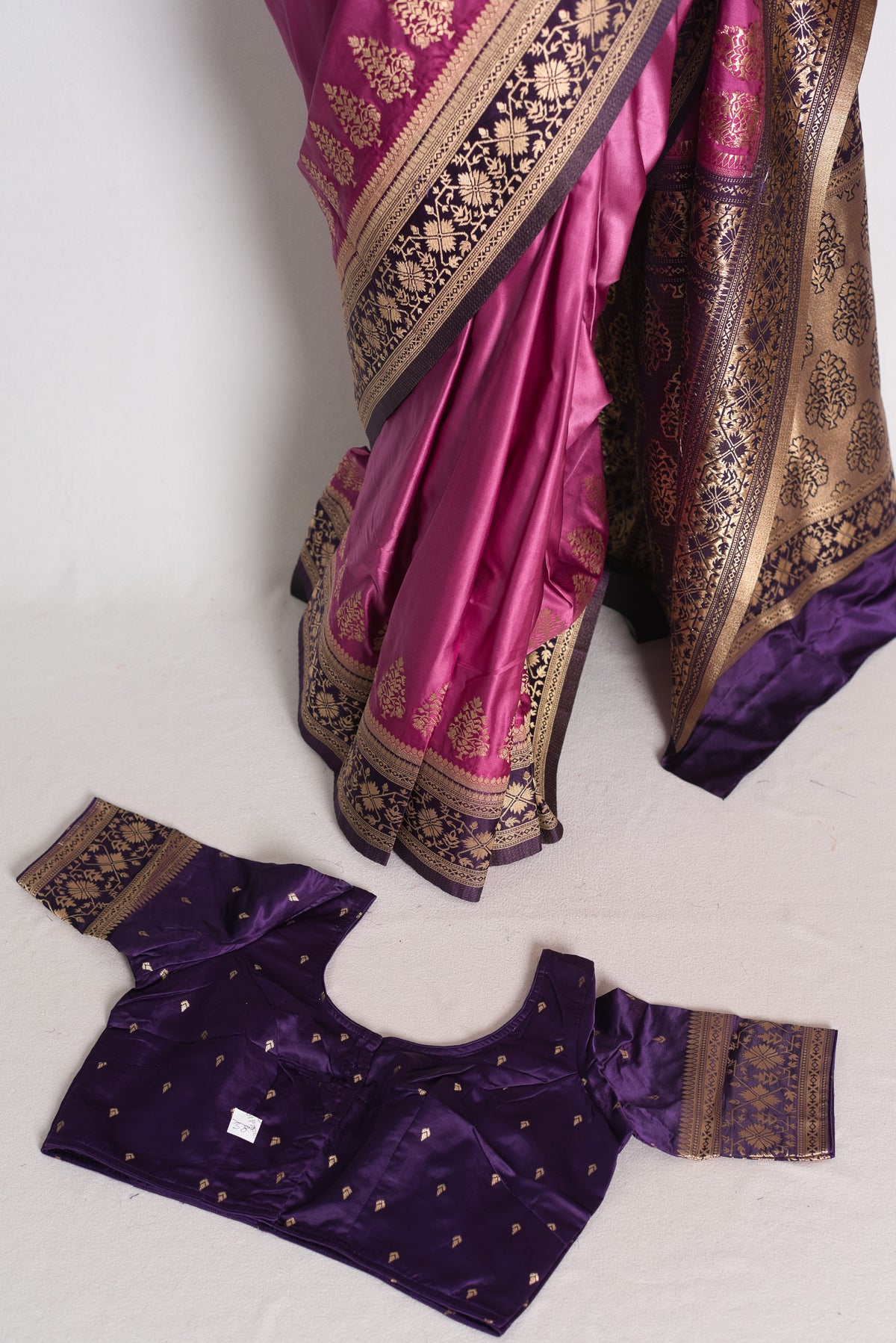 Piyali: Purple Semi Mashru Banarasi Valkalam Saree with 38 Size Stitched Blouse image 1