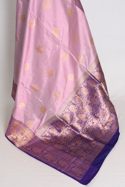 Shanti : Mauve Katan Banarasi Silk Saree with Gold Zari | Silk Mark Certified image 4