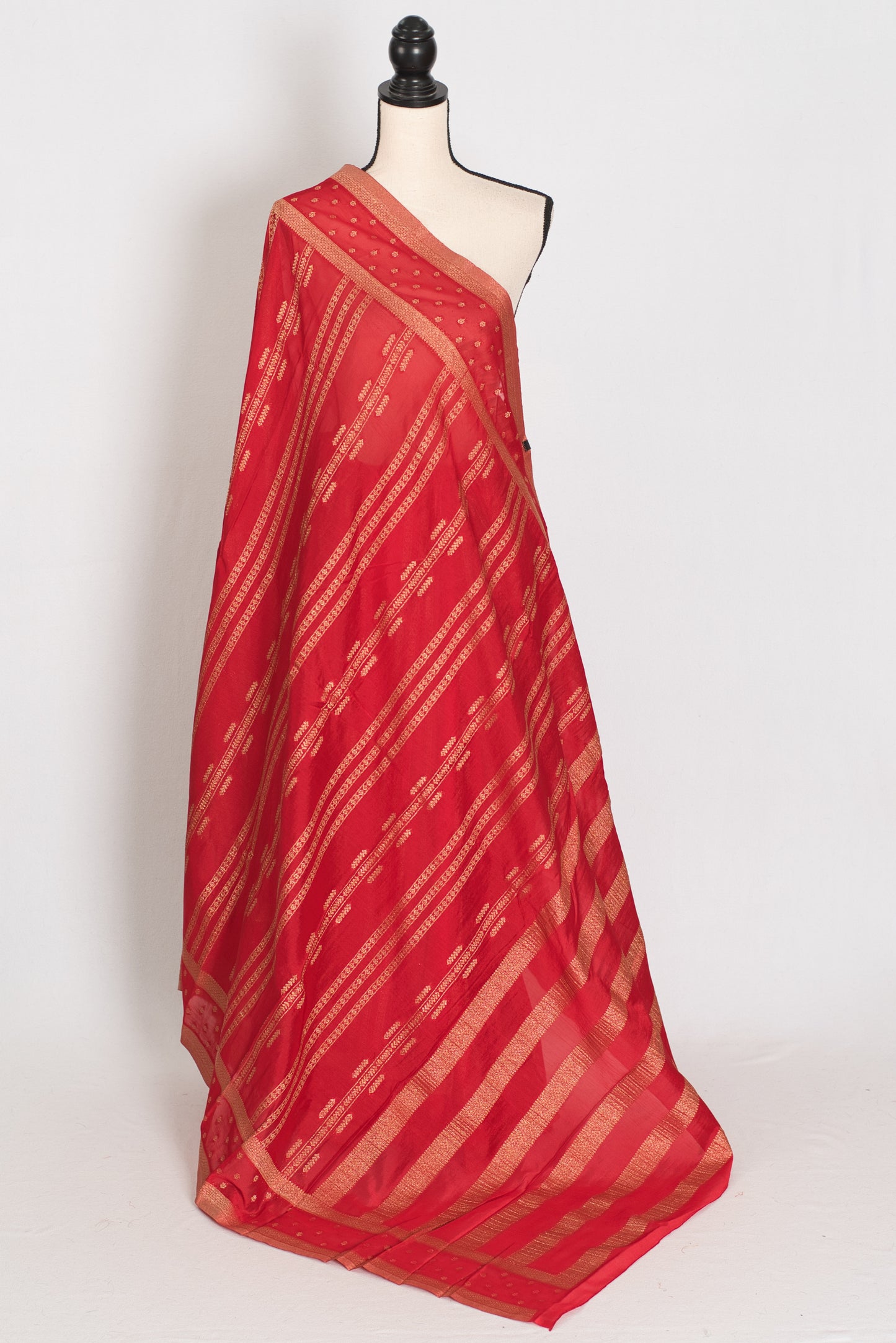 Naheed: Red Semi Georgette Banarasi Saree | Lightweight Bollywood Style image 1