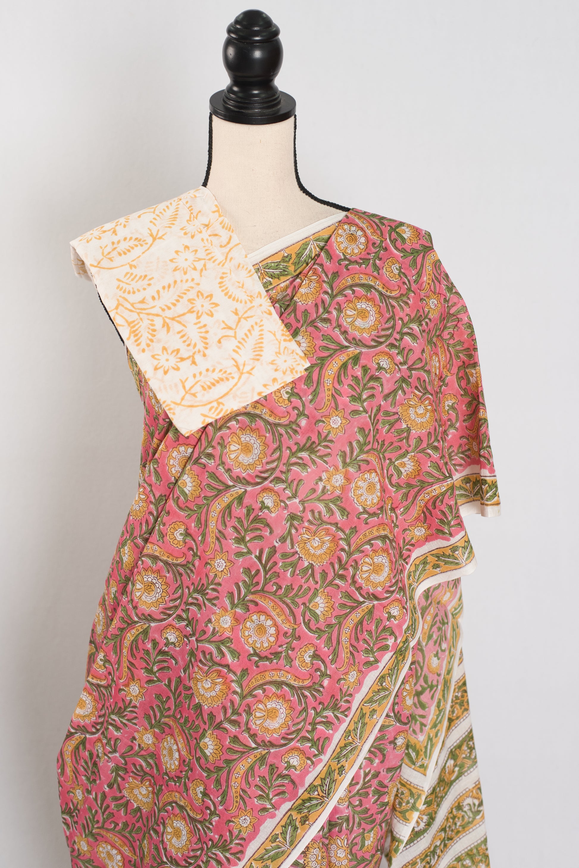 Jia: Pink Kalamkari Printed Mulmul Cotton Saree | Soft Lightweight Handloom image 2