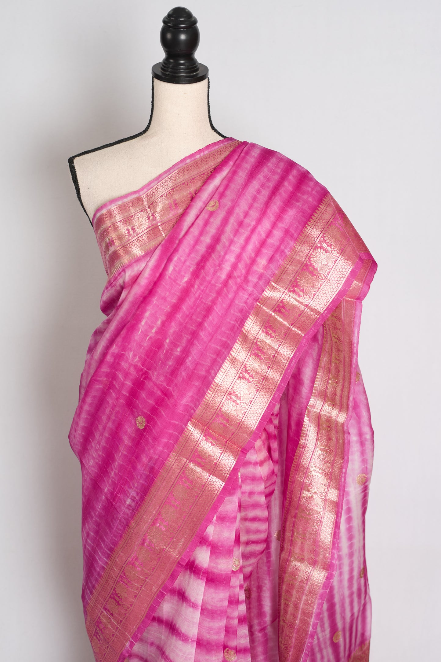Diya : Pink Shibori Kora Organza Banarasi Saree | Silk Mark Certified image 6