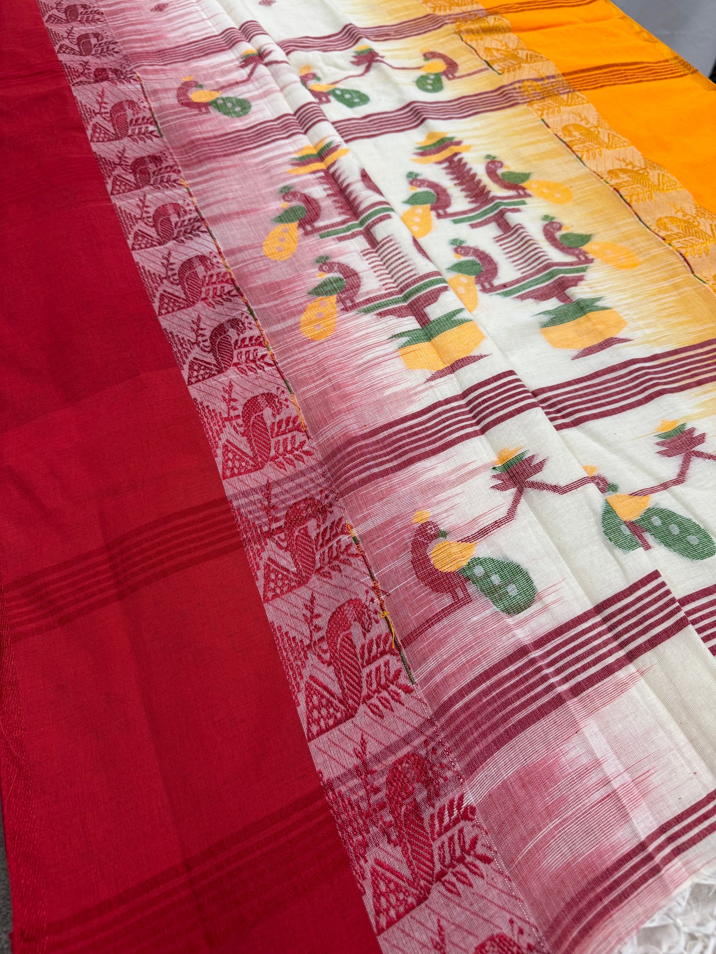 Bidisha : Off White Soft Cotton Bengali Handloom Saree image 5