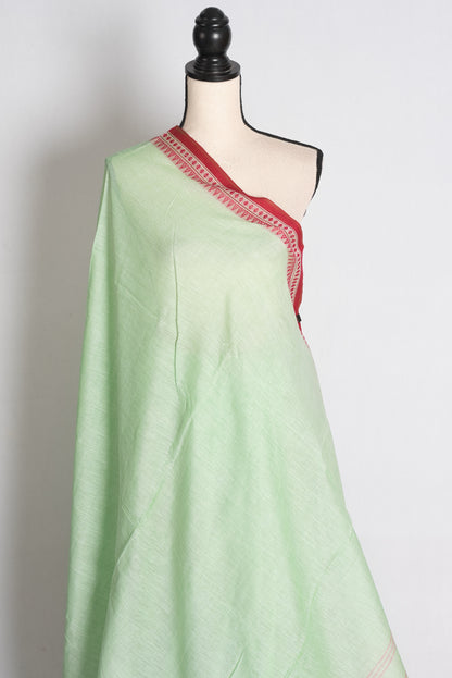 Sheuli: Sea Green and Red Soft Cotton Dhaniakhali Saree image 3