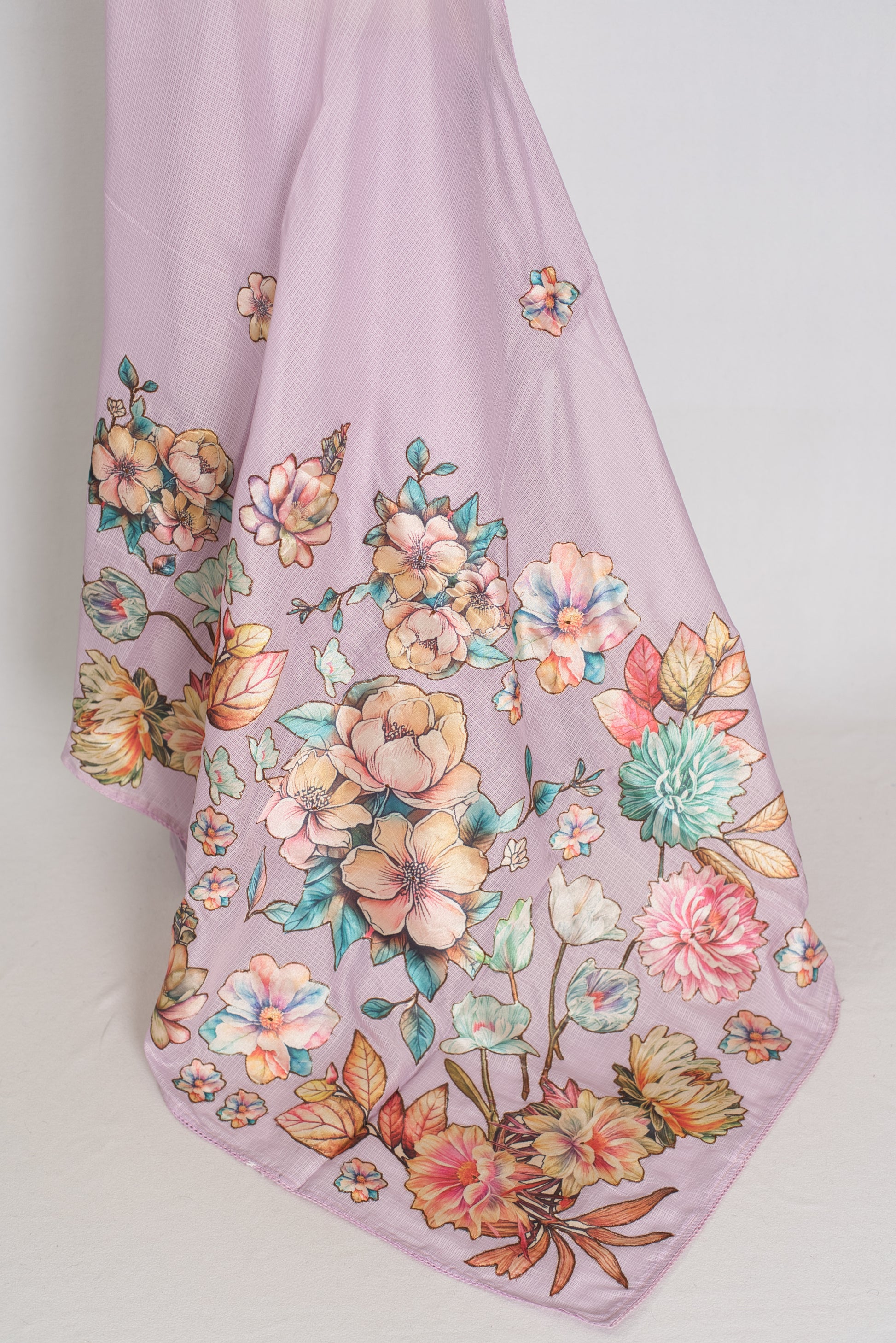 Mouli | Lavender Semi Silk Kota Saree with Designer Floral Applique Work image 4