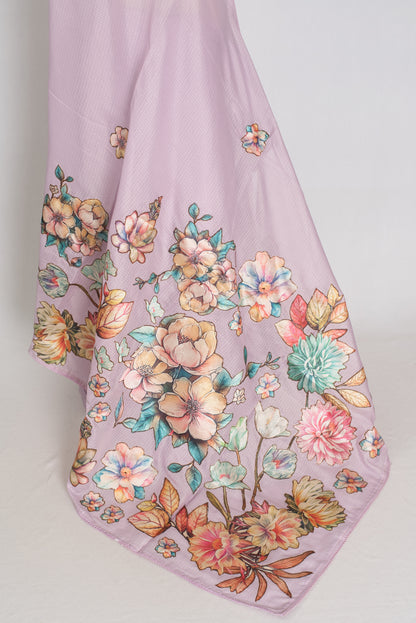Mouli | Lavender Semi Silk Kota Saree with Designer Floral Applique Work image 4