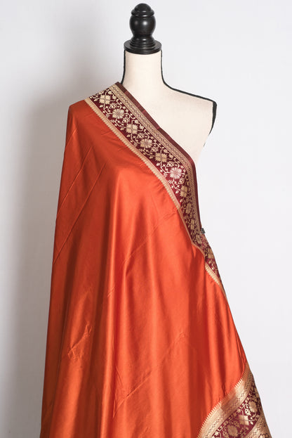 Rachana: Rust Brown Semi Mashru Valkalam Banarasi Silk Saree image 4