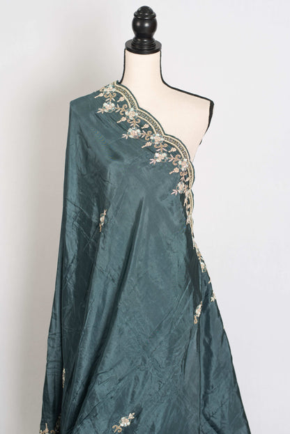Zaina : English Green Hand Embroidered Zardozi Party Wear Saree image 3