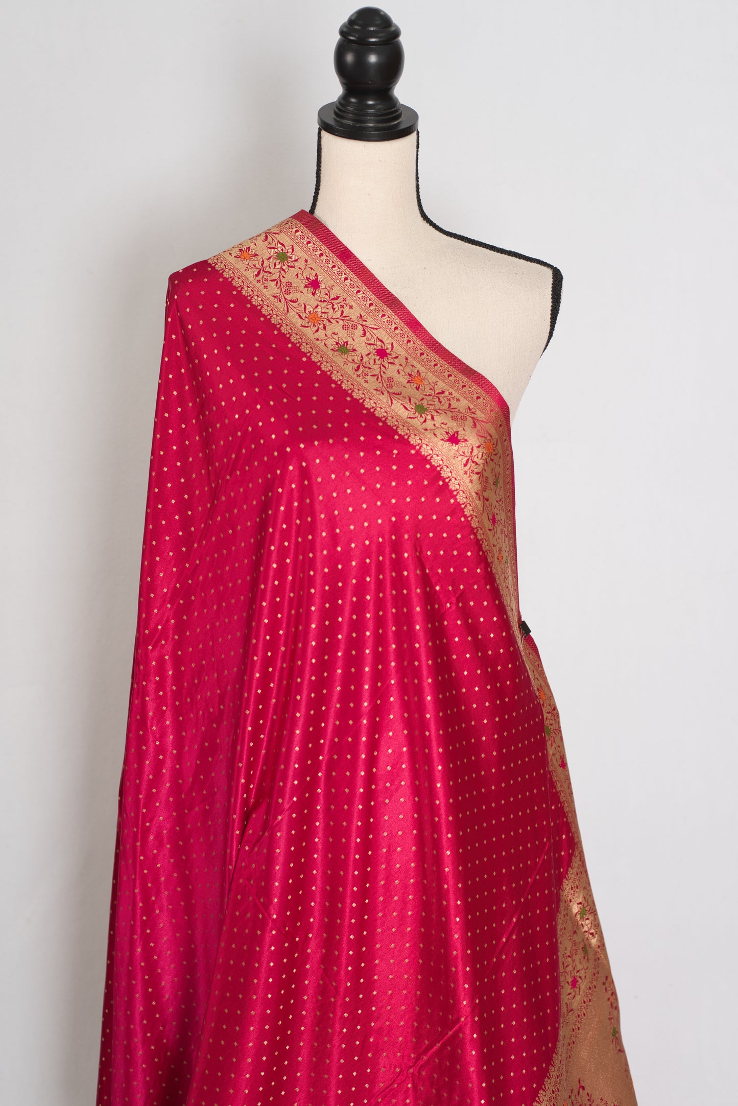 Rosy | Rose Pink Semi Mashru Banarasi Saree | Pre-Stitched Size 40 Blouse image 5
