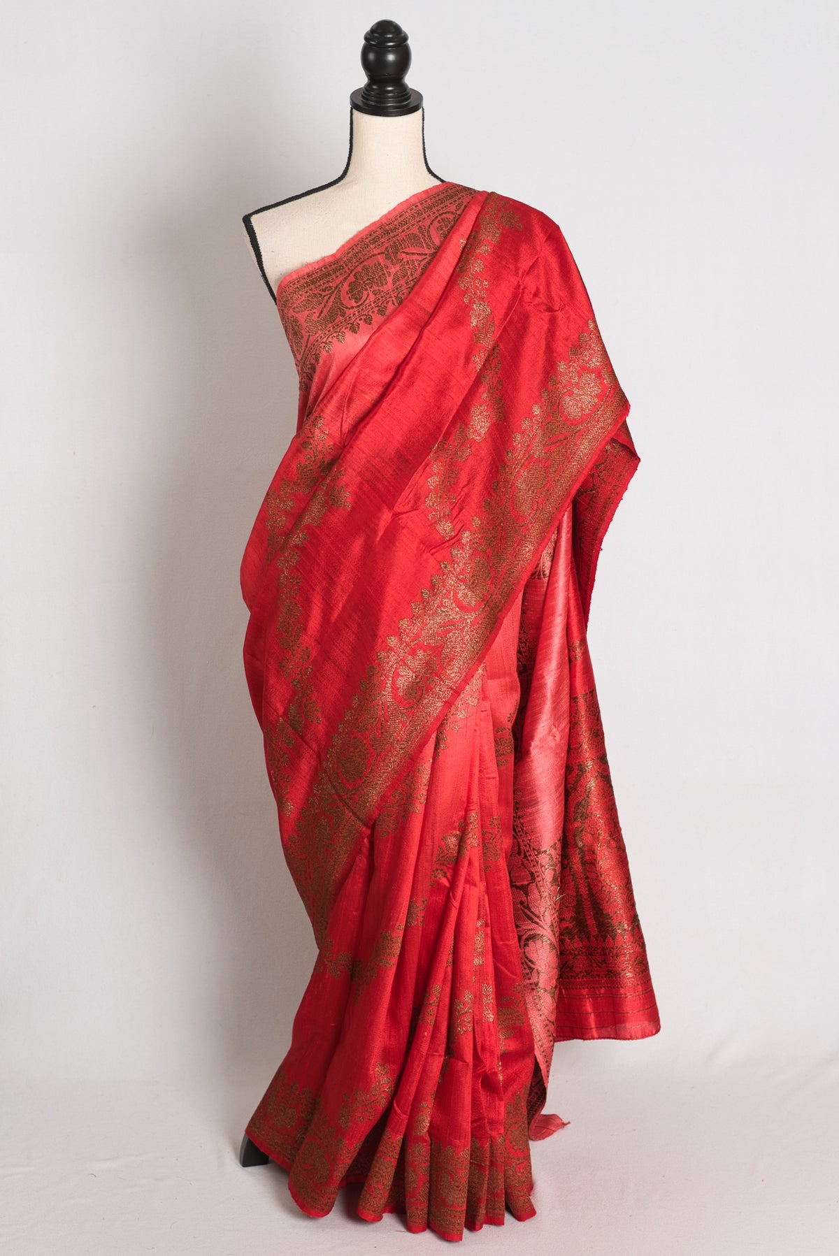 Ritaja : Red & Gold Ombre Raw Silk Handloom Banarasi Saree | Silk Mark Certified image 0