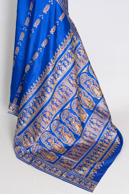 Nila | Royal Blue and Gold Handwoven Swarnachari Pure Silk Saree image 2