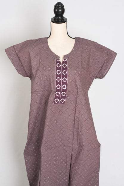 Printed English Purple Women Indian Cotton Nighty in Regular Size image 0