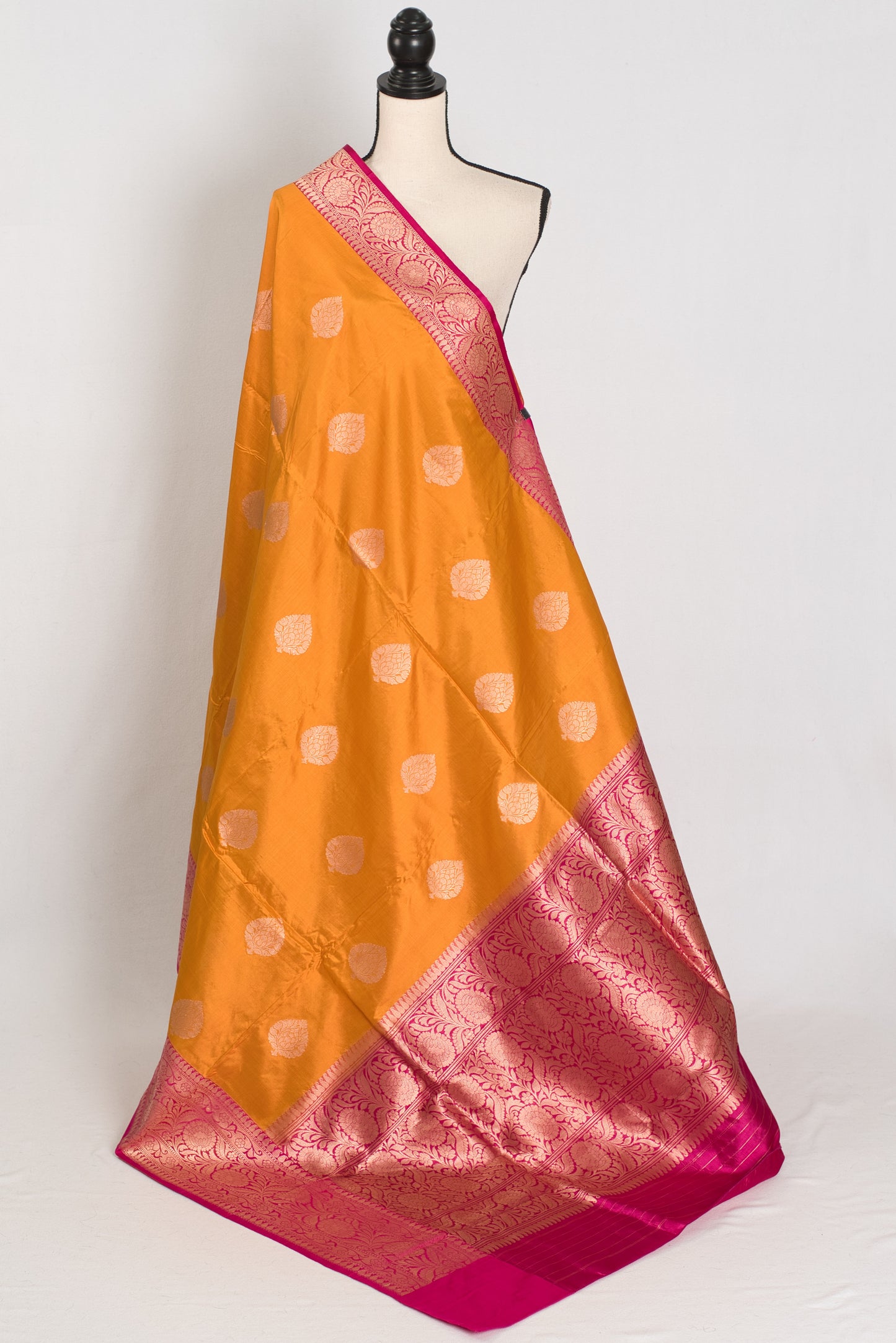 Meera | Orange & Pink Pure Katan Silk Banarasi Saree | Silk Mark Certified image 1
