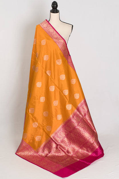 Meera | Orange & Pink Pure Katan Silk Banarasi Saree | Silk Mark Certified image 1