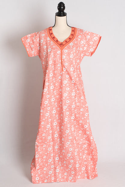 Printed Orange Pure Cotton Nightwear in Regular Size image 1