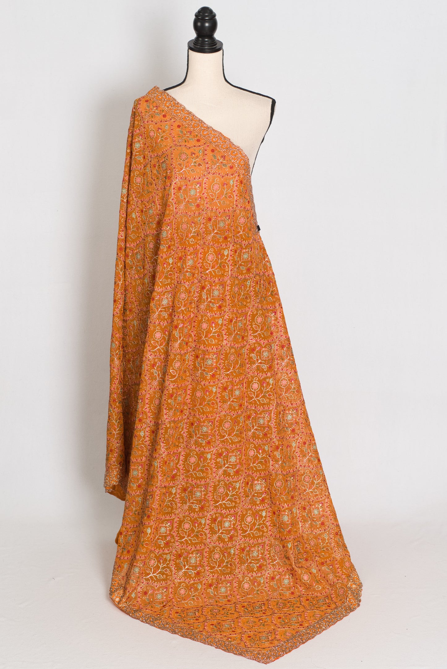 Hira | Turmeric Yellow Georgette Kashmiri Embroidery Saree | Perfect Haldi Wear image 2
