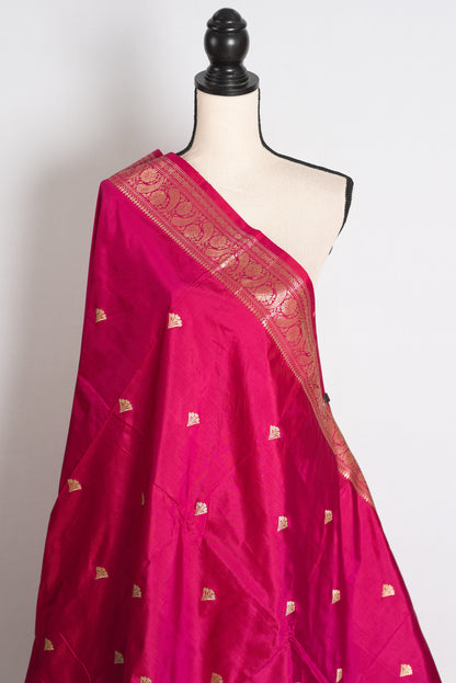 Mithu: Purple and Gold Katan Silk Banarasi Saree with Blouse Piece image 4