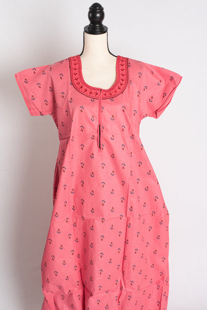Pink Printed Pure Cotton Nightwear in Regular Size image 0