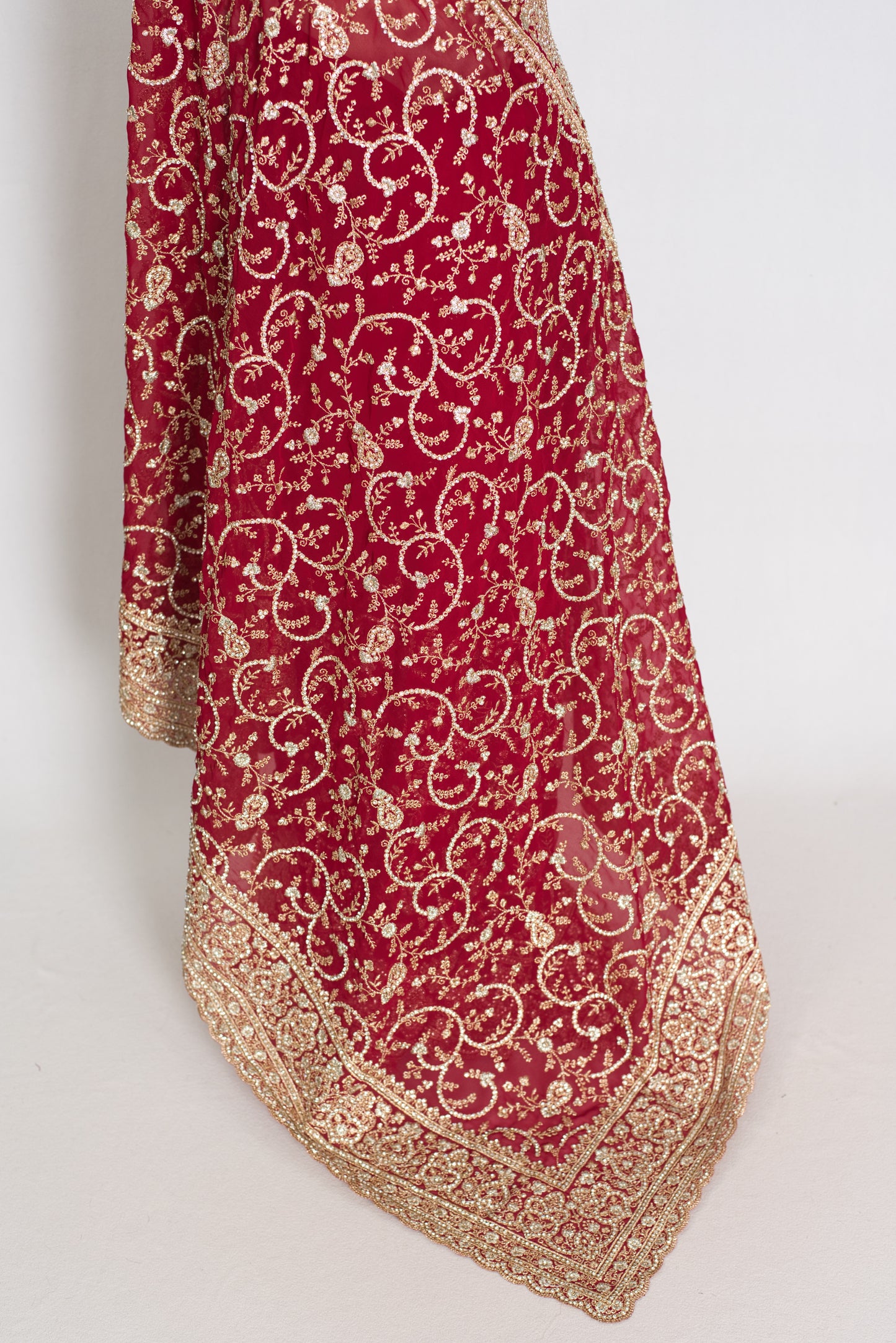 Vibah | Maroon Georgette Heavy Bridal Saree| Festive & Karwa Chauth Edition image 3