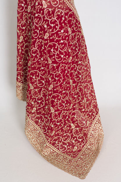 Vibah | Maroon Georgette Heavy Bridal Saree| Festive & Karwa Chauth Edition image 3
