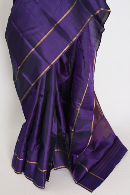 Nithila: Deep Purple & Gold Corporate Kanjivaram Silk Saree image 5